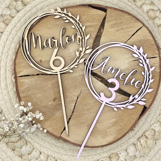 Caketopper aus Holz personalisiert – Name & Zahl für Geburtstag, Taufe & Jubiläum