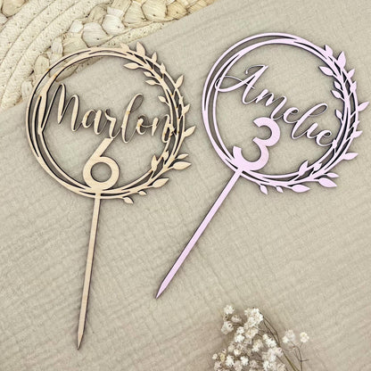 Caketopper aus Holz personalisiert – Name & Zahl für Geburtstag, Taufe & Jubiläum