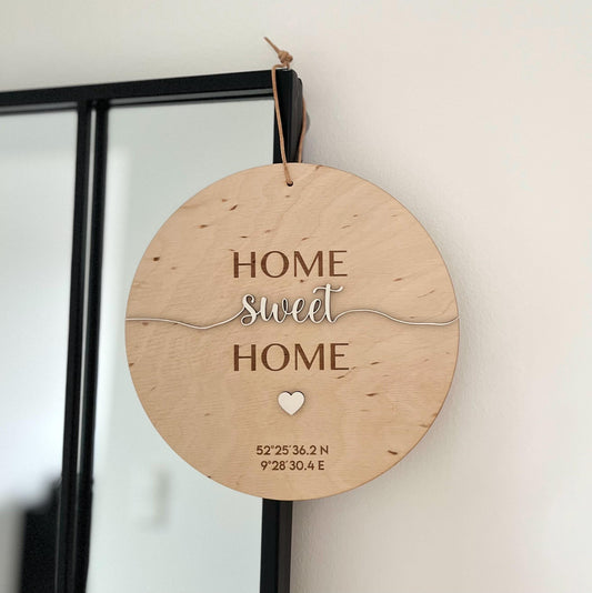 Personalisiertes Geschenk Einzug personalisiertes Schild Wanddeko mit Koordinaten Schrift, Hauskauf & Richtfest