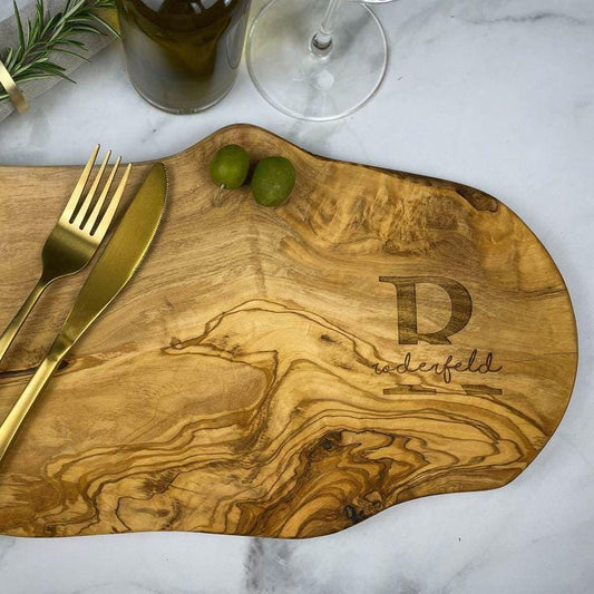Personalisiertes Schneidebrett mit Gravur  Olivenholz Brett als Hochzeitsgeschenk Geschenk für Hochzeitstag, Jubiläum, Geburtstag & Einzug