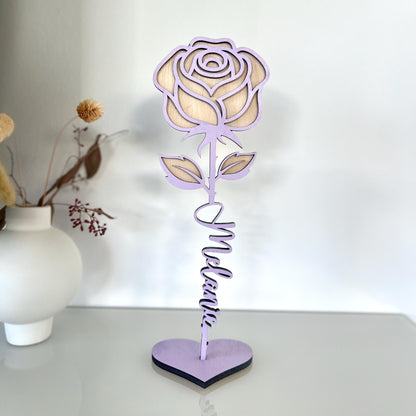 Personalisierte Rose aus Holz – 3D Blumengeschenk & Dekoration