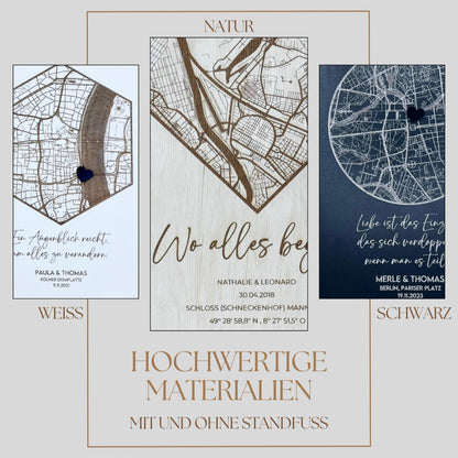 Koordinatenkarte aus Holz personalisiert – Geschenk zum Jahrestag, Valentinstag & Hochzeitstag