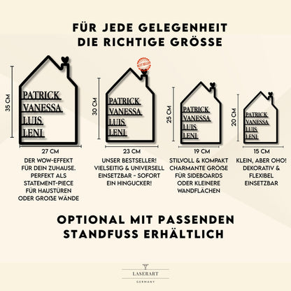 Geschenk zum Einzug & Familie  Personalisiertes Schild Holzhaus mit Namen | Familiengeschenk | Richtfest Einweihungsgeschenk