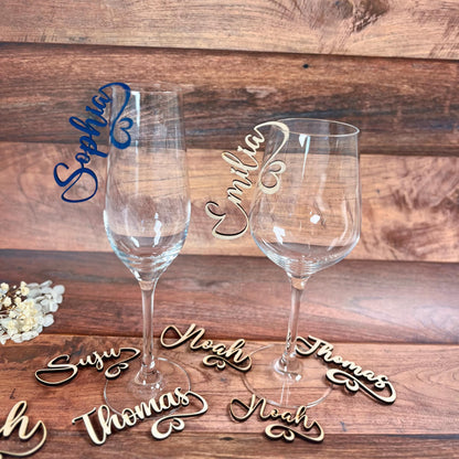 Platzkarten Holz  Personalisiertes Namensschild Hochzeit | Tischkarte Schriftzug Holz | Tischdeko & Namensschilder 5mm