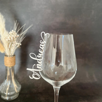Platzkarten Acryl für Gläser - Personalisiertes Namensschild Tischkarte | Tischdeko Hochzeit, Taufe, Geburtstag | Name aus Acrylglas