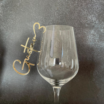 Platzkarten Acryl für Gläser - Personalisiertes Namensschild Tischkarte | Tischdeko Hochzeit, Taufe, Geburtstag | Name aus Acrylglas