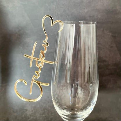 Platzkarten Acryl für Gläser - Personalisiertes Namensschild Tischkarte | Tischdeko Hochzeit, Taufe, Geburtstag | Name aus Acrylglas