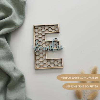 Namensschild Holz Kinderzimmer | personalisierter Schriftzug Acryl | Geschenk Babyparty Deko Babyzimmer Türschild