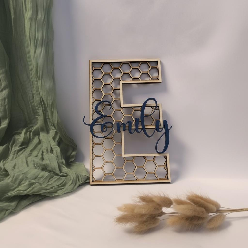 Namensschild Holz Kinderzimmer | personalisierter Schriftzug Acryl | Geschenk Babyparty Deko Babyzimmer Türschild