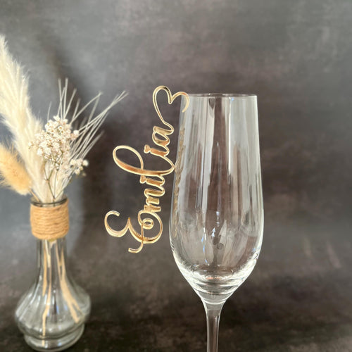 Platzkarten Acryl für Gläser - Personalisiertes Namensschild Tischkarte | Tischdeko Hochzeit, Taufe, Geburtstag | Name aus Acrylglas