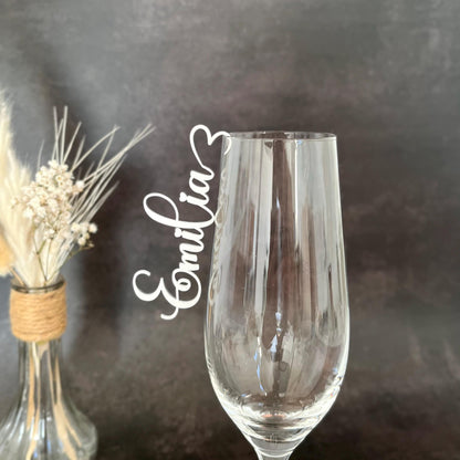 Platzkarten Acryl für Gläser - Personalisiertes Namensschild Tischkarte | Tischdeko Hochzeit, Taufe, Geburtstag | Name aus Acrylglas