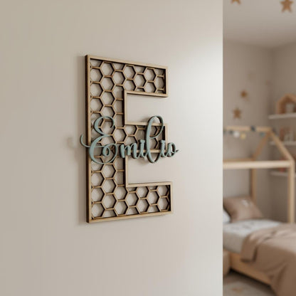 Namensschild Holz Kinderzimmer | personalisierter Schriftzug Acryl | Geschenk Babyparty Deko Babyzimmer Türschild