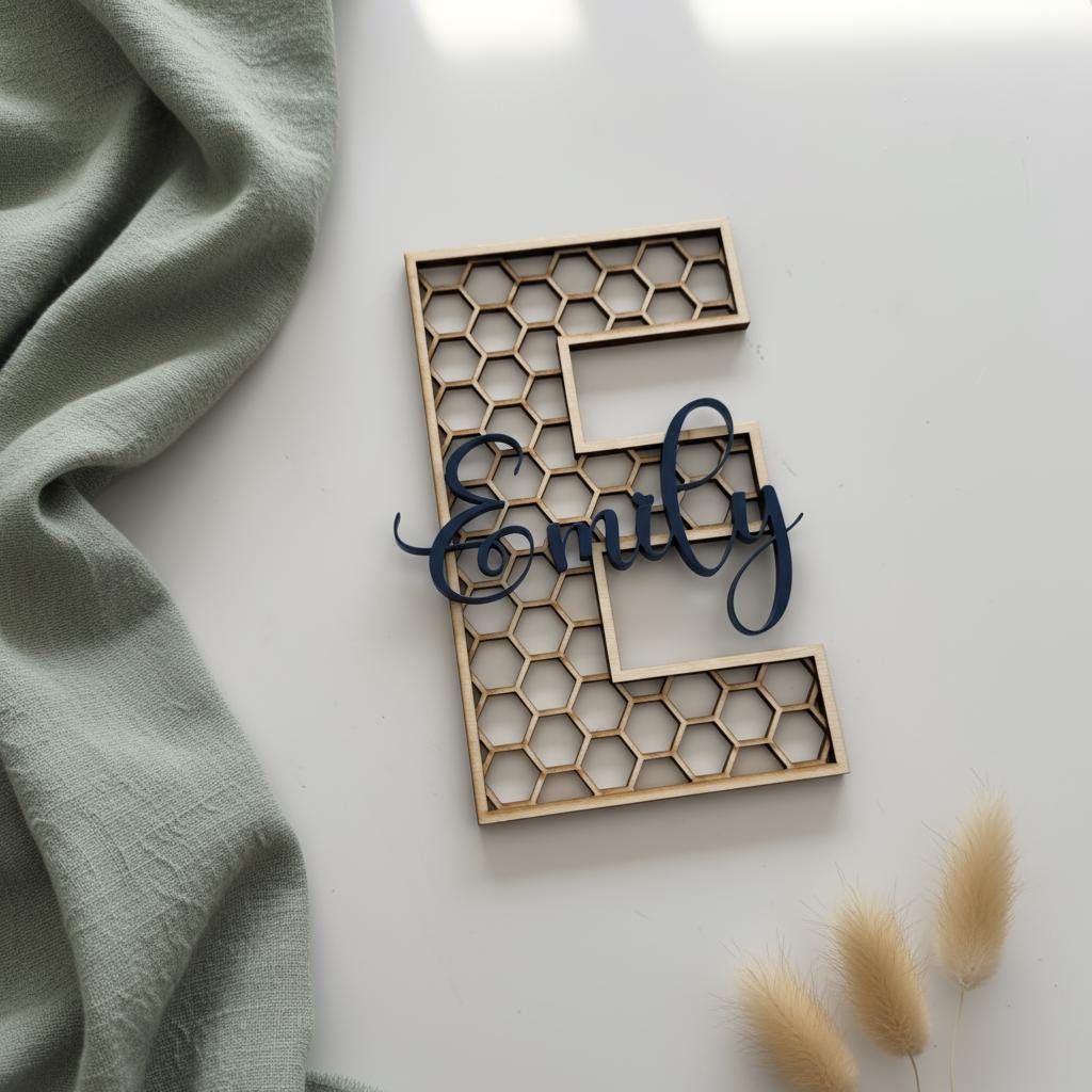 Namensschild Holz Kinderzimmer | personalisierter Schriftzug Acryl | Geschenk Babyparty Deko Babyzimmer Türschild