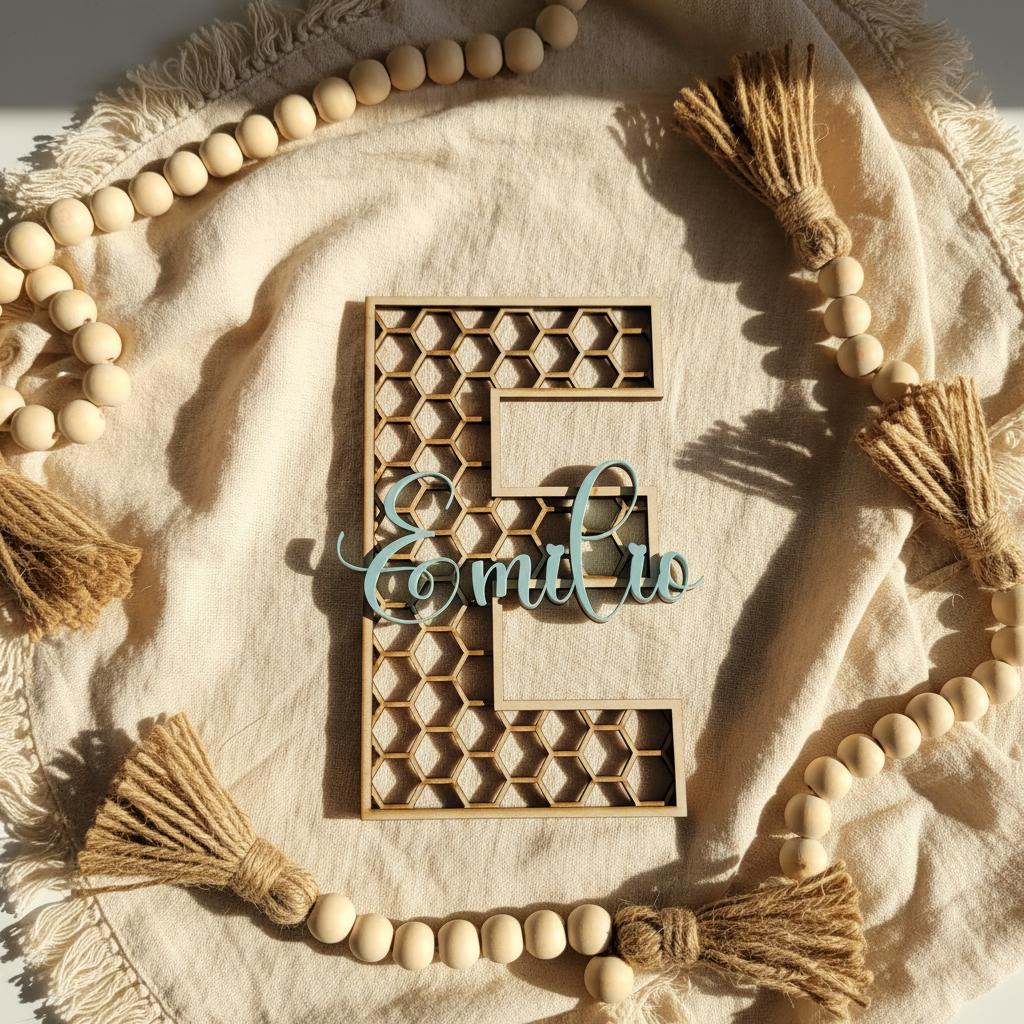 Namensschild Holz Kinderzimmer | personalisierter Schriftzug Acryl | Geschenk Babyparty Deko Babyzimmer Türschild