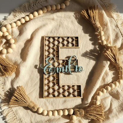 Namensschild Holz Kinderzimmer | personalisierter Schriftzug Acryl | Geschenk Babyparty Deko Babyzimmer Türschild