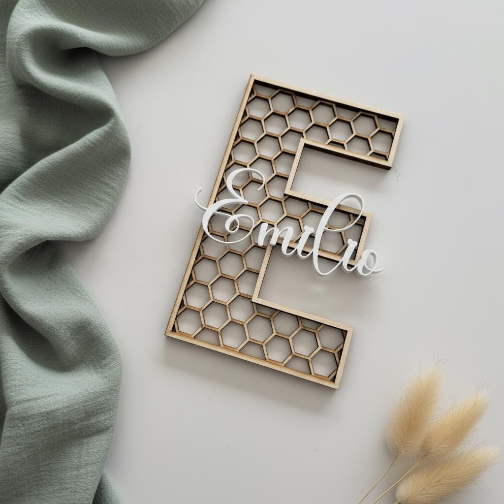 Namensschild Holz Kinderzimmer | personalisierter Schriftzug Acryl | Geschenk Babyparty Deko Babyzimmer Türschild