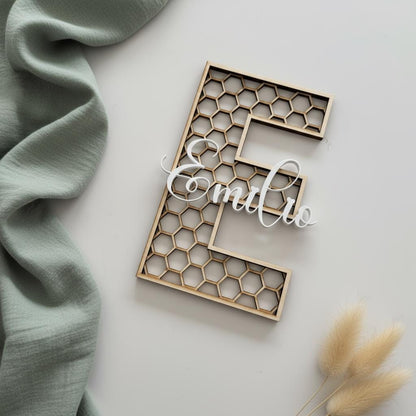 Namensschild Holz Kinderzimmer | personalisierter Schriftzug Acryl | Geschenk Babyparty Deko Babyzimmer Türschild