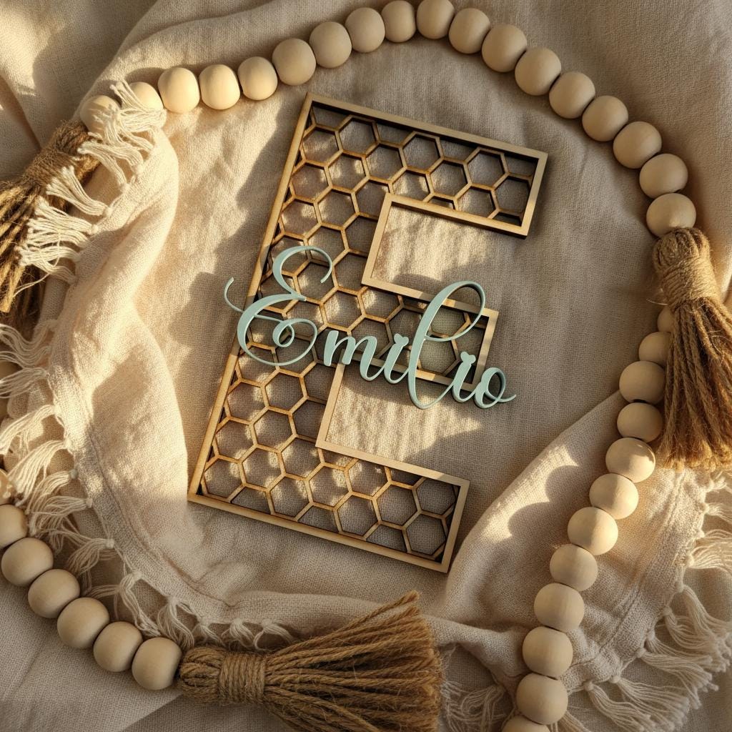 Namensschild Holz Kinderzimmer | personalisierter Schriftzug Acryl | Geschenk Babyparty Deko Babyzimmer Türschild