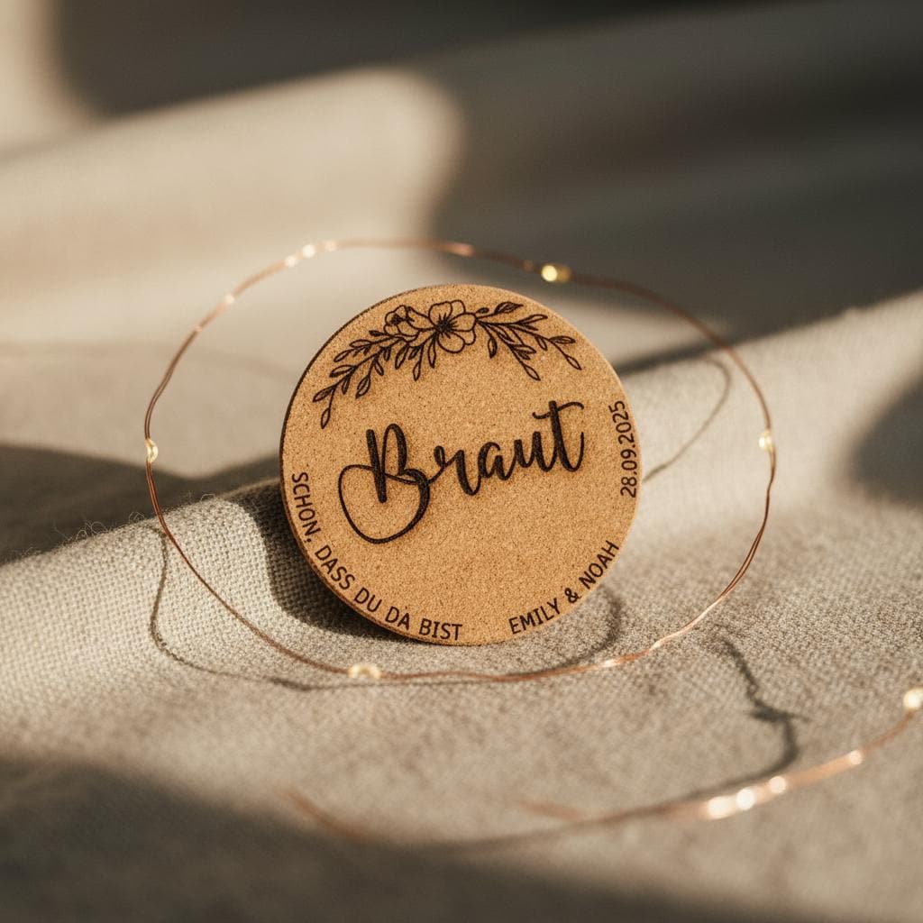 Personalisierte Platzkarten Kork | Untersetzer mit Gravur | Namensschilder Hochzeit Taufe Feier | vollständig Individuell gestaltbar