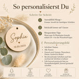 Holzanhänger personalisiert graviert | Platzkarten Hochzeit Holz rund & Herz 5 cm | Namensanhänger Tischkarten | Gastgeschenk Anhänger