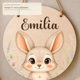 Bestellvorgang personalisiertes Namensschild Mädchen in vier Schritten: Größe, Name, Schriftart, Sonderwunsch