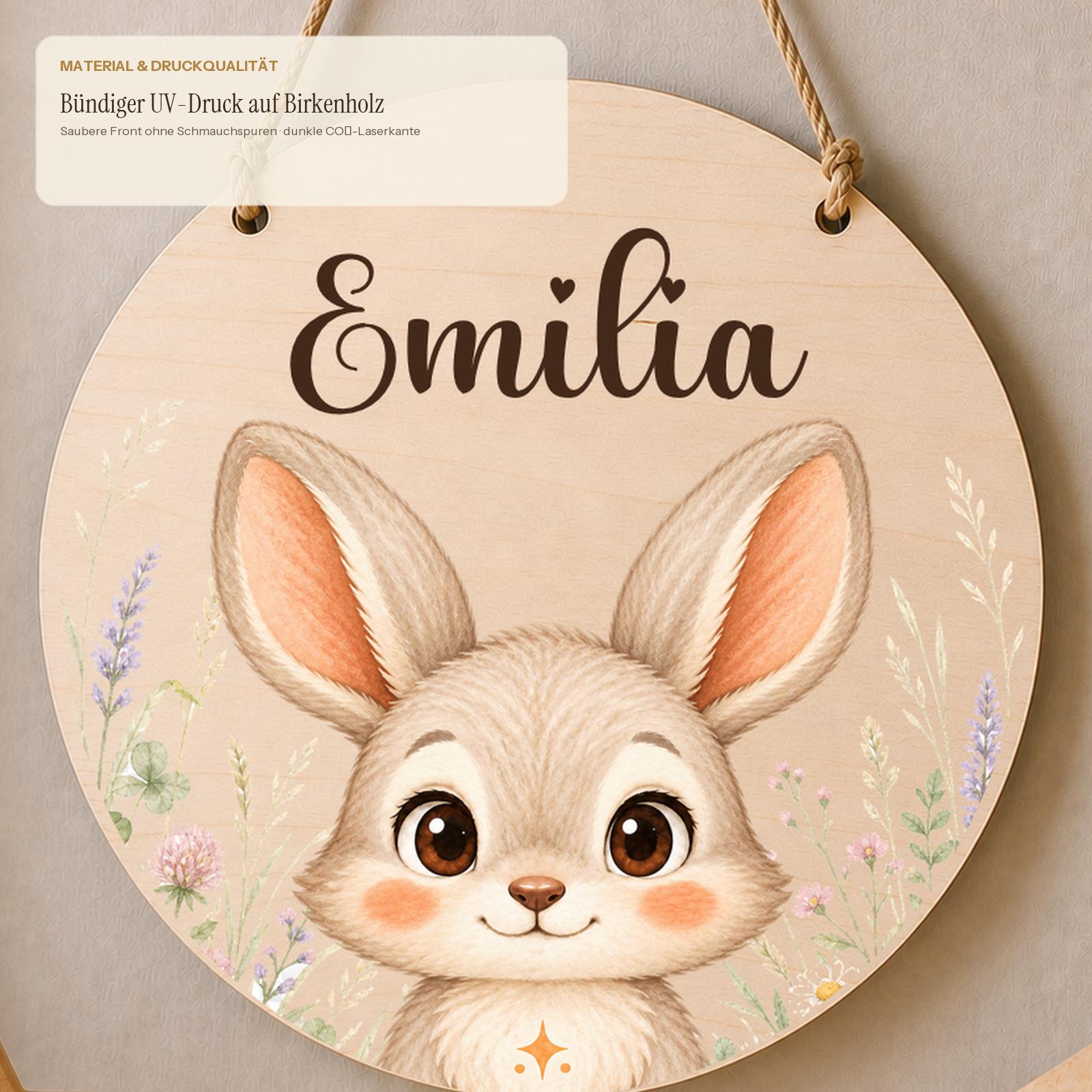 Bestellvorgang personalisiertes Namensschild Mädchen in vier Schritten: Größe, Name, Schriftart, Sonderwunsch