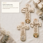 Taufkreuz personalisiert mit 3D Name | Taufgeschenk Holz Tiermotiv & Taufspruch | Geschenk Patenkind Taufe