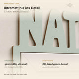 Ultramatt lackiertes Namensschild Nathalie Nahaufnahme, Vorderseite ohne Brandspuren
