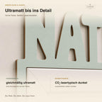 Ultramatt lackiertes Namensschild Nathalie Nahaufnahme, Vorderseite ohne Brandspuren
