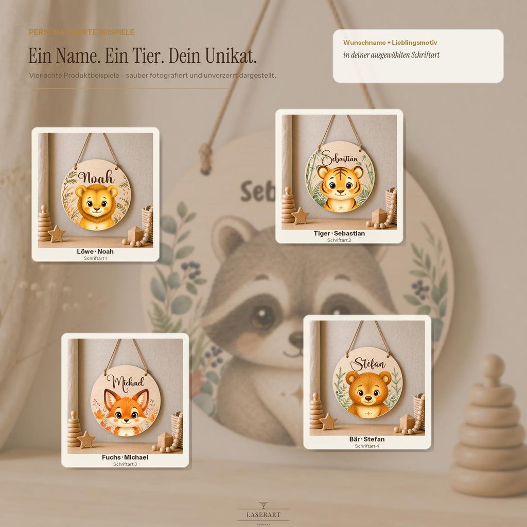 Namensschild Junge für kleine Lieblingsmenschen, 4 mm FSC-Birkenholz UV-Druck