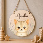 Motivauswahl personalisiertes Namensschild Mädchen, 10 Tiermotive: Hase, Katze, Reh, Pony, Alpaka, Flamingo, Koala, Panda, Eule, Marienkäfer