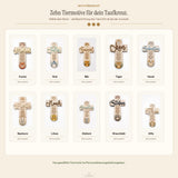 Taufkreuz personalisiert mit 3D Name | Taufgeschenk Holz Tiermotiv & Taufspruch | Geschenk Patenkind Taufe