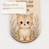 UV-Druck Tiermotiv Katze auf Birkenholz – brillante, farbechte Details am Taufkreuz