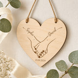 Jahrestag Geschenk Hand in Hand | Holz mit Datum - LaserArt Germany