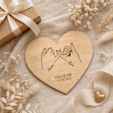 Jahrestag Geschenk Hand in Hand | Holz mit Datum - LaserArt Germany