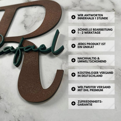 Kinderzimmer Türschild aus Holz | Namensschild Kinderzimmer - LaserArt Germany