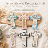 Kommunionkreuz aus Holz personalisiert | Konfirmation - LaserArt Germany
