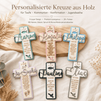 Kommunionkreuz aus Holz personalisiert | Konfirmation - LaserArt Germany