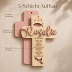 Kommunionkreuz aus Holz personalisiert | Konfirmation - LaserArt Germany