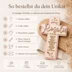 Kommunionkreuz aus Holz personalisiert | Konfirmation - LaserArt Germany