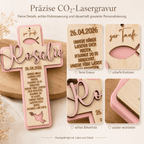 Kommunionkreuz aus Holz personalisiert | Konfirmation - LaserArt Germany