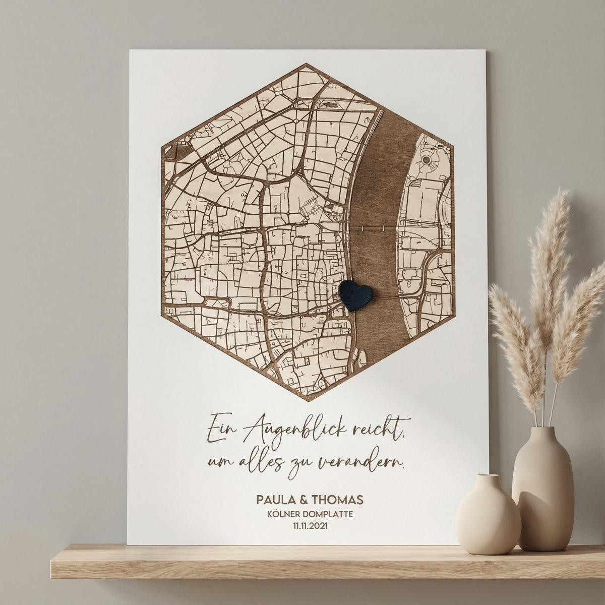 Koordinatenkarte aus Holz | Einzugsgeschenk personalisiert - LaserArt Germany