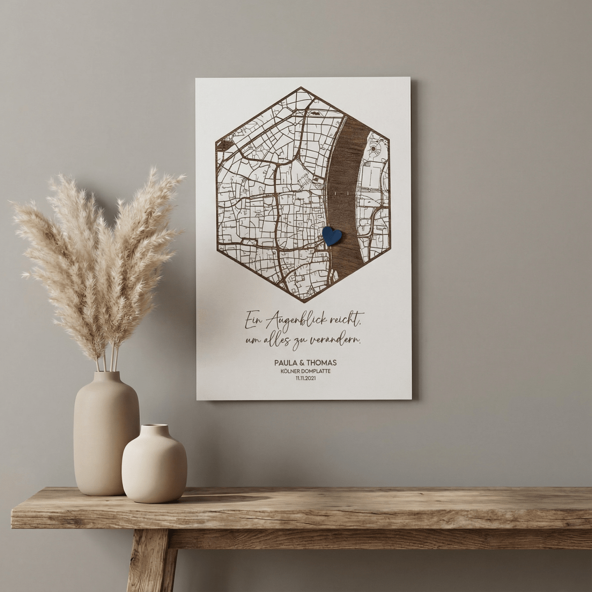 Koordinatenkarte aus Holz | Einzugsgeschenk personalisiert - LaserArt Germany