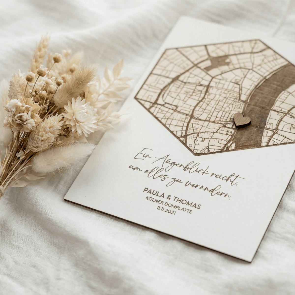 Koordinatenkarte aus Holz | Einzugsgeschenk personalisiert - LaserArt Germany