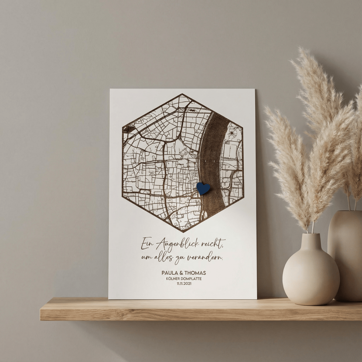 Koordinatenkarte aus Holz | Einzugsgeschenk personalisiert - LaserArt Germany