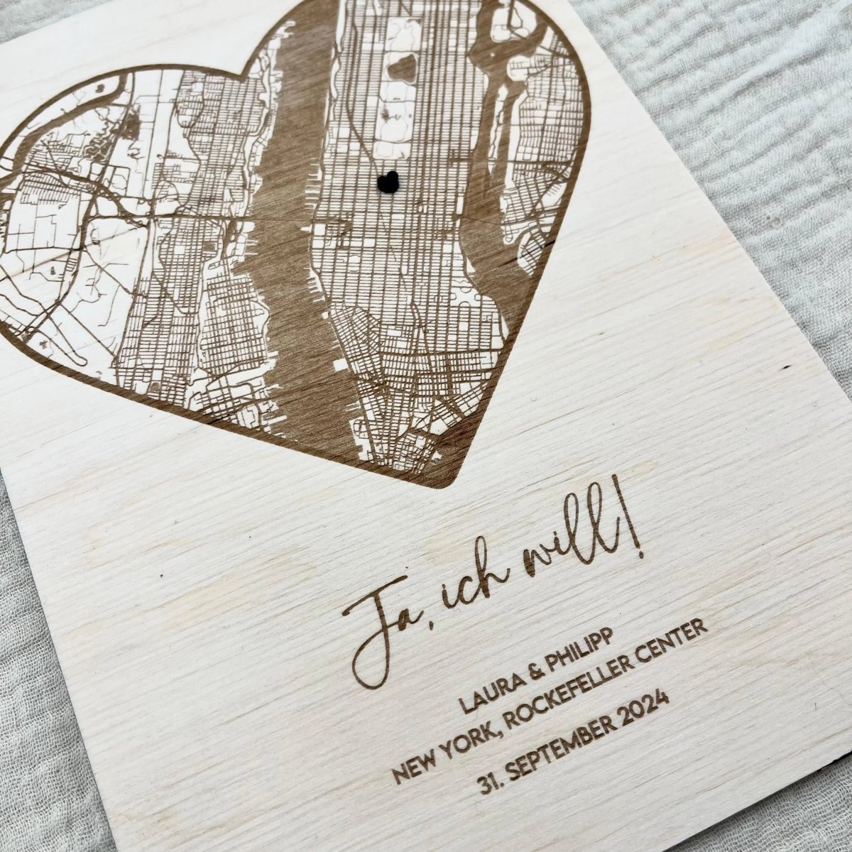 Koordinatenkarte aus Holz personalisiert – Geschenk für Paare & Erinnerung für Paare - LaserArt Germany