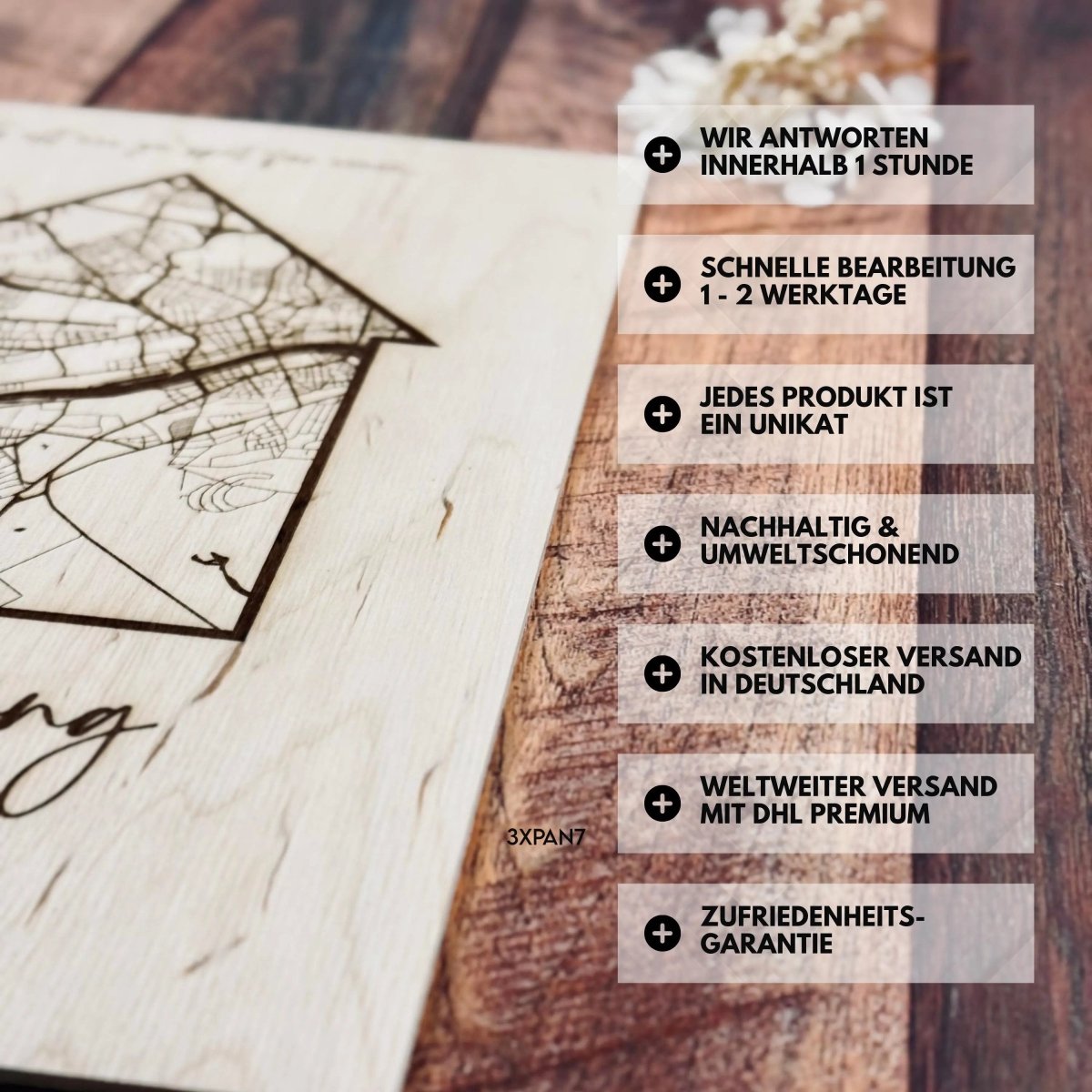 Koordinatenkarte aus Holz personalisiert – Geschenk für Paare & Erinnerung für Paare - LaserArt Germany