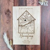 Koordinatenkarte aus Holz personalisiert – Geschenk zum Einzug, Hausbau & Richtfest - LaserArt Germany