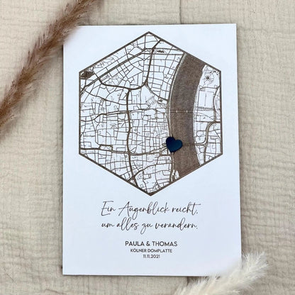 Koordinatenkarte aus Holz personalisiert – Geschenk zum Jahrestag, Valentinstag & Hochzeitstag - LaserArt Germany