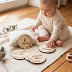 Meilensteinkarten aus Holz personalisiert Eukalyptus Botanical – Gesamtansicht des Kartensets